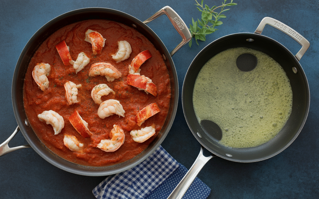 Tomato lobster sauce vs butter emulsion