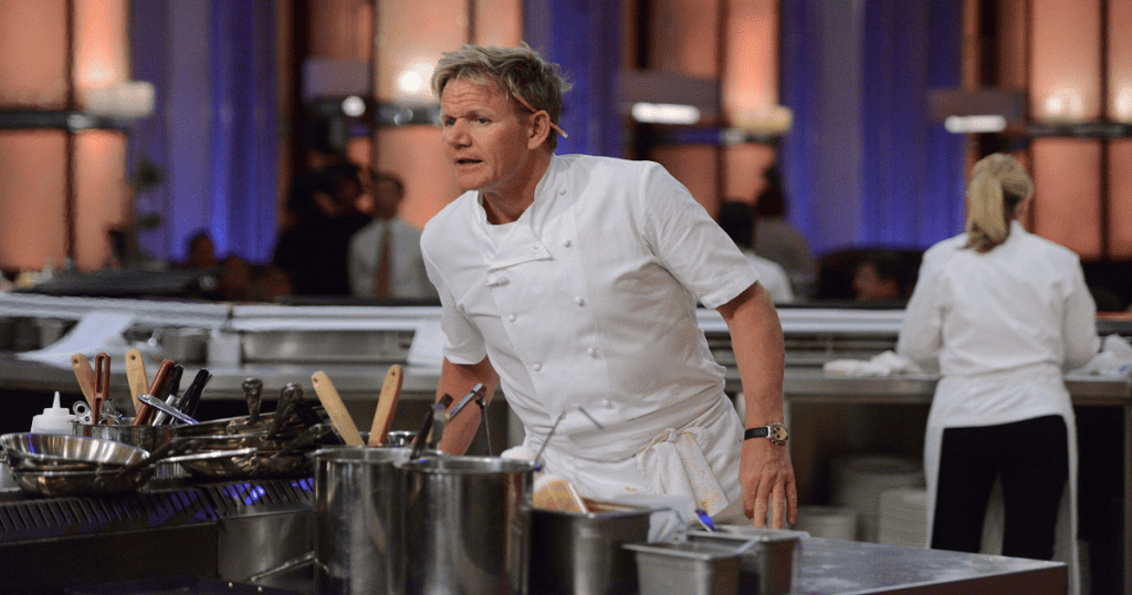 The sixth episode of Season 11 of Hell's Kitchen aired on Fox on April 9, 2013. In this episode, both teams threw caution to the wind. Two chefs took on the role of waiters for their respective teams, and the dinner service proved so exasperating that Ramsay took an unprecedented step during the elimination.