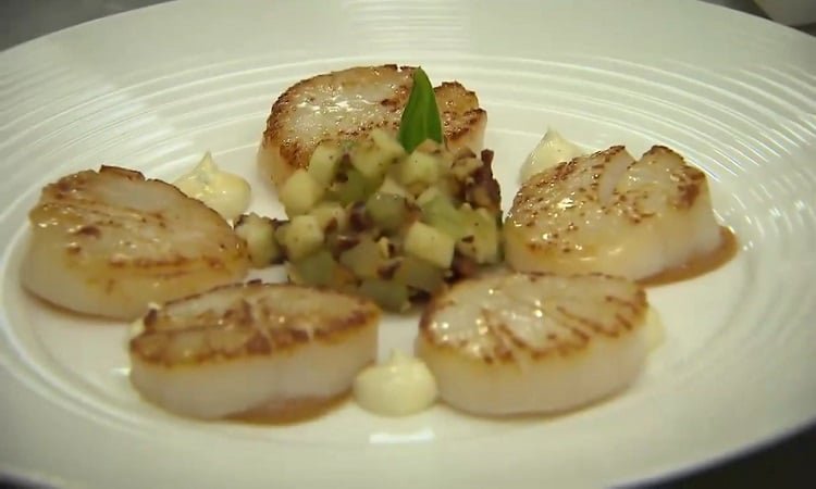 Pan Seared Scallops with Celery Apple Salad