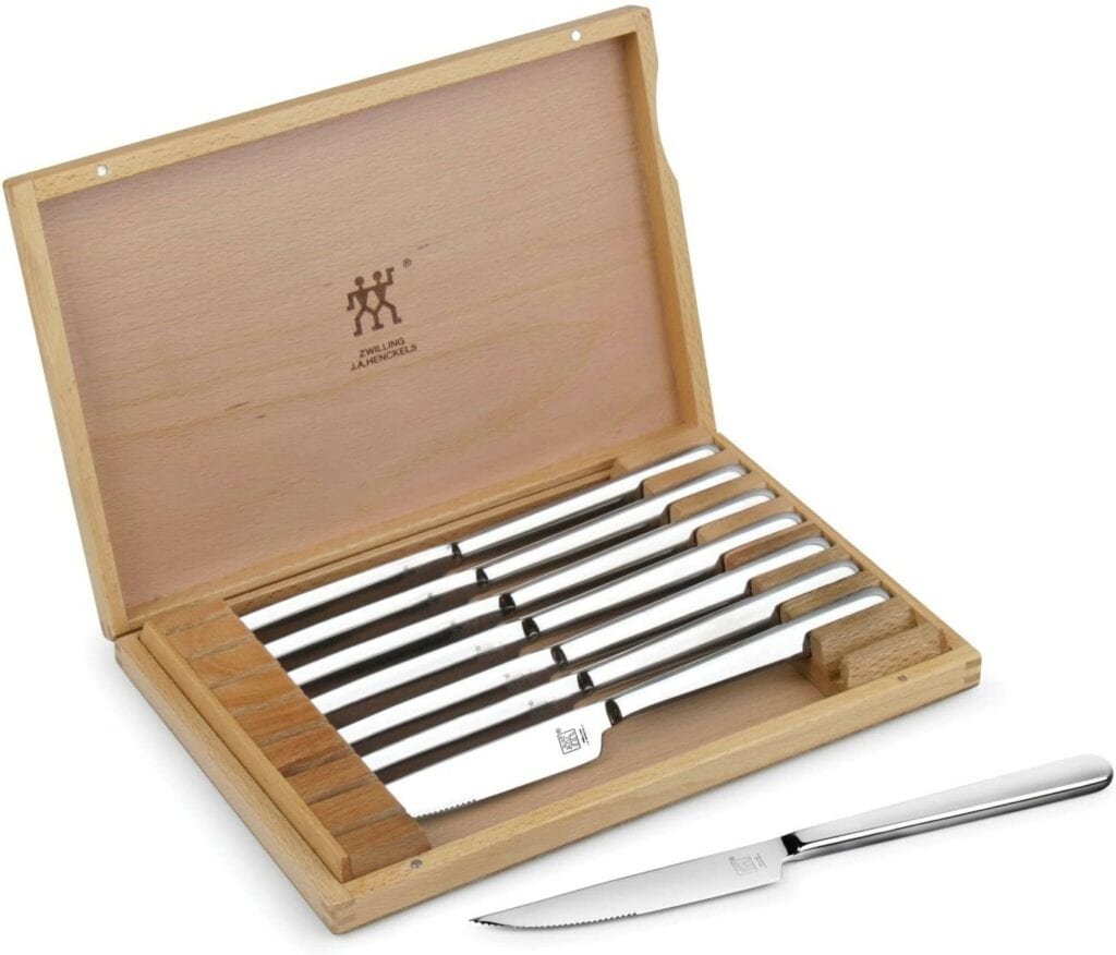 zwilling j.a. henckels stainless steel steak knife set with wood presentation box