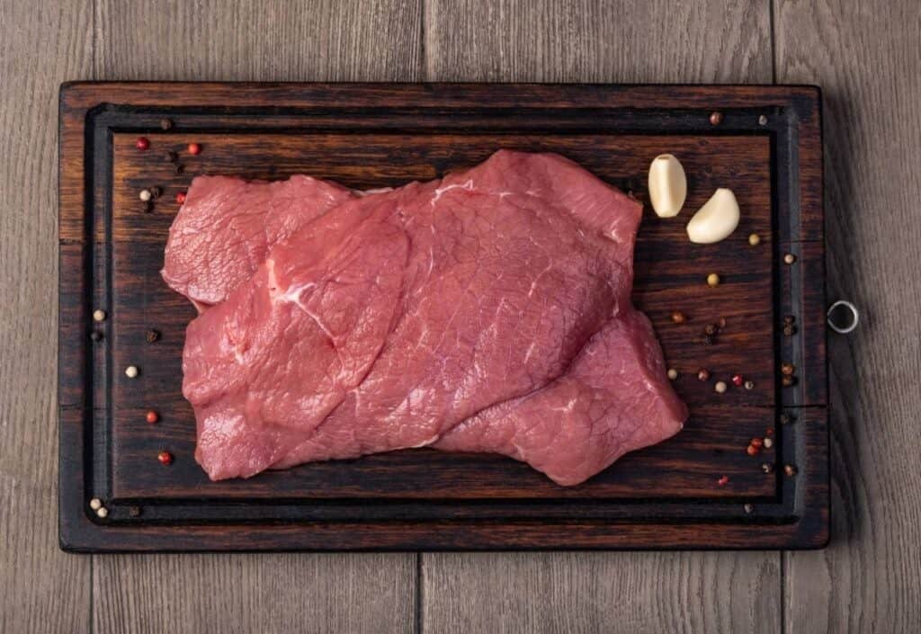 meat on a wooden board