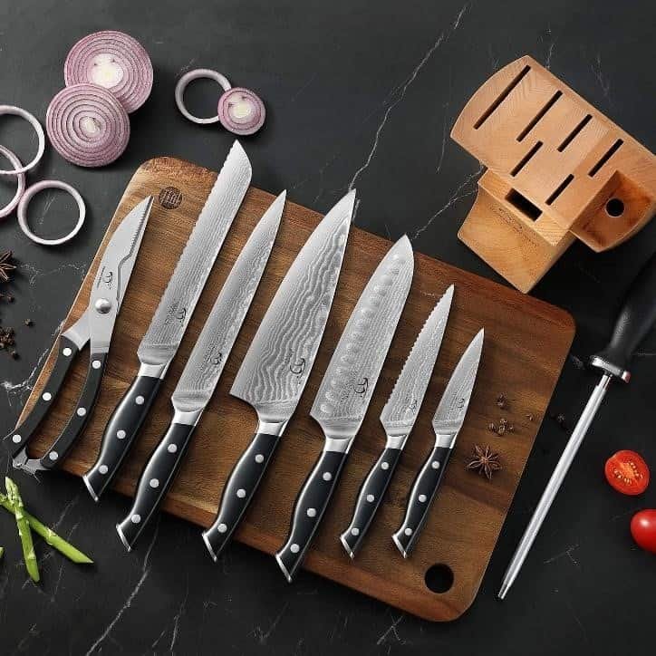 nanfang brothers 9 piece damascus kitchen knives set