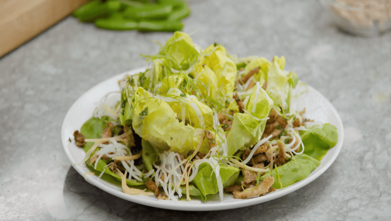 Szechuan Roasted Whole Chicken, Gordon shows you how to use chicken thighs to whip up his crunchy hoisin chicken. He also demonstrates how to make quick pickles and presents a unique way to plate this salad, which is perfect for sharing.