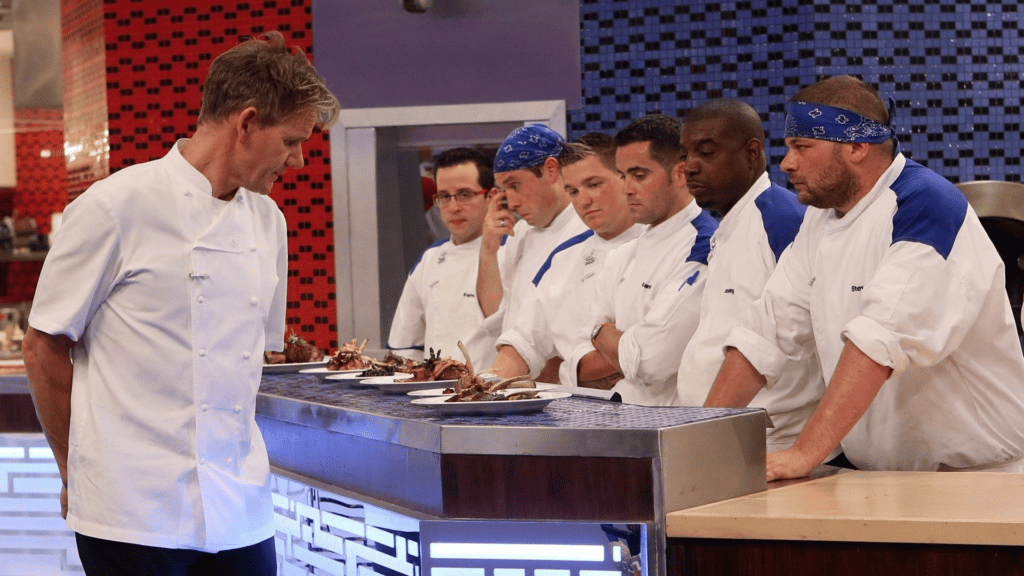 The thirteenth episode of Hell's Kitchen's Season 13 aired on FOX on December 10, 2014. In this episode, the final six chefs faced their first black jacket challenge and, for the first time, they competed against their own Sous Chefs during the dinner service.
