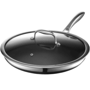 hexclad hybrid nonstick frying pan, 12 inch, stay cool handle