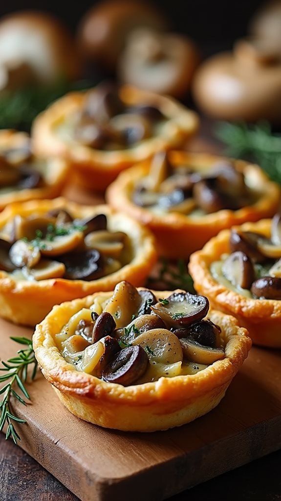 savory tarts with truffle infused mushrooms