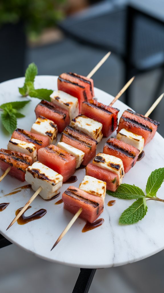 grilled watermelon feta skewers