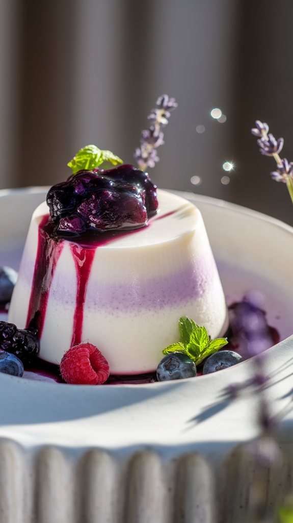 lavender infused dessert with berries