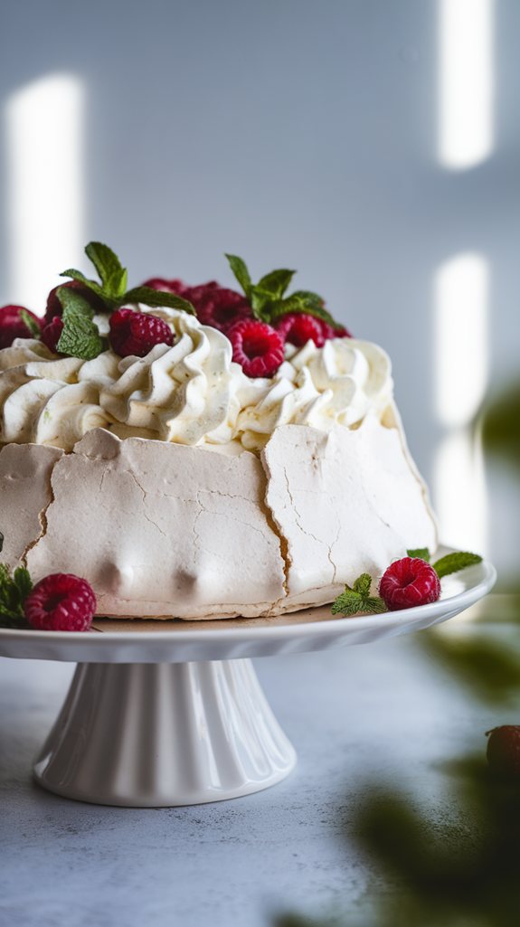 raspberry pavlova with cream