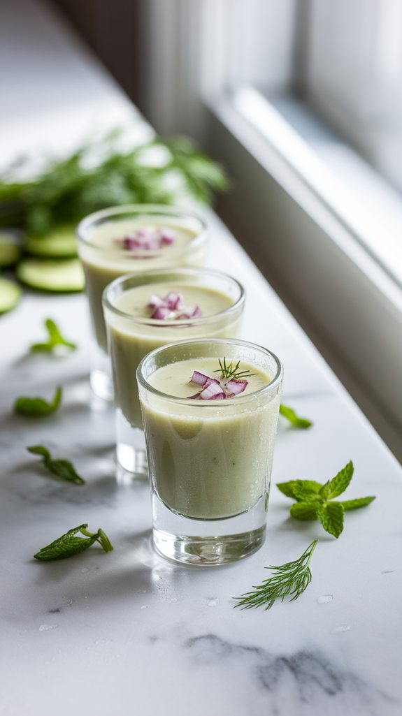 refreshing cucumber soup shots