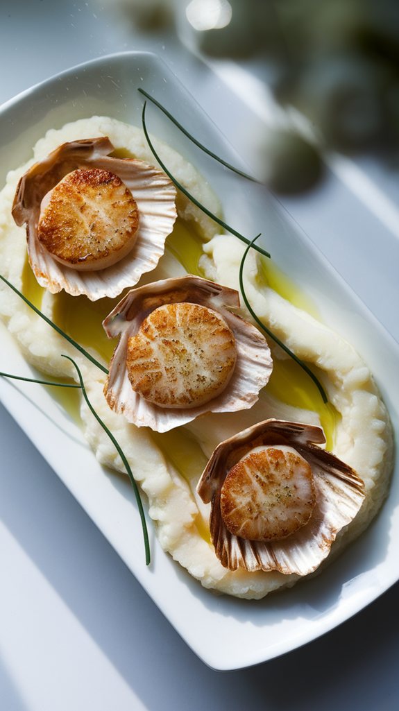 scallops with cauliflower pur e