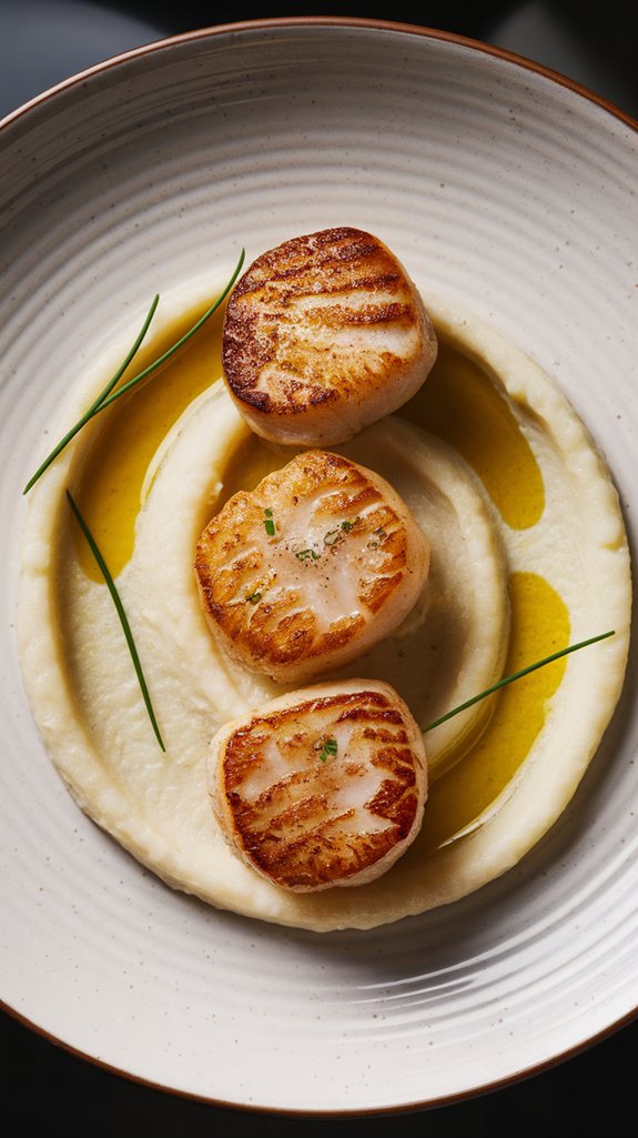 scallops with cauliflower pur e