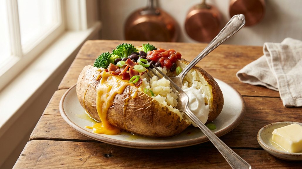 baked potato with toppings