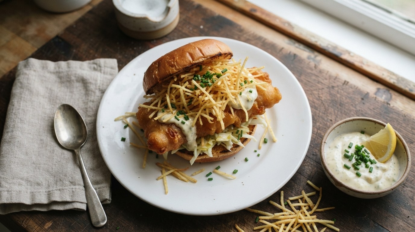 Gordon Ramsay Fish & Crisps Sandwich (Beer-Battered)